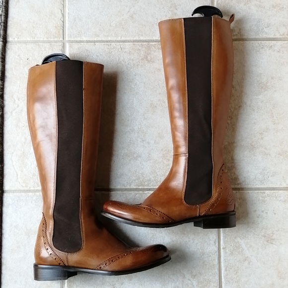 RON WHITE Brown Leather Boots Size 36.5 - Picture 4 of 10